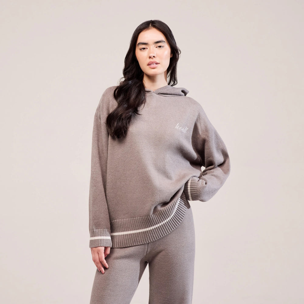 Soft Knit Hooded Jumper - Mocha