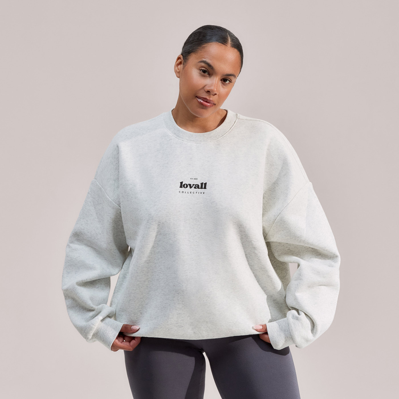 Organic Oversized Sweatshirt Collective - Light Grey Marl