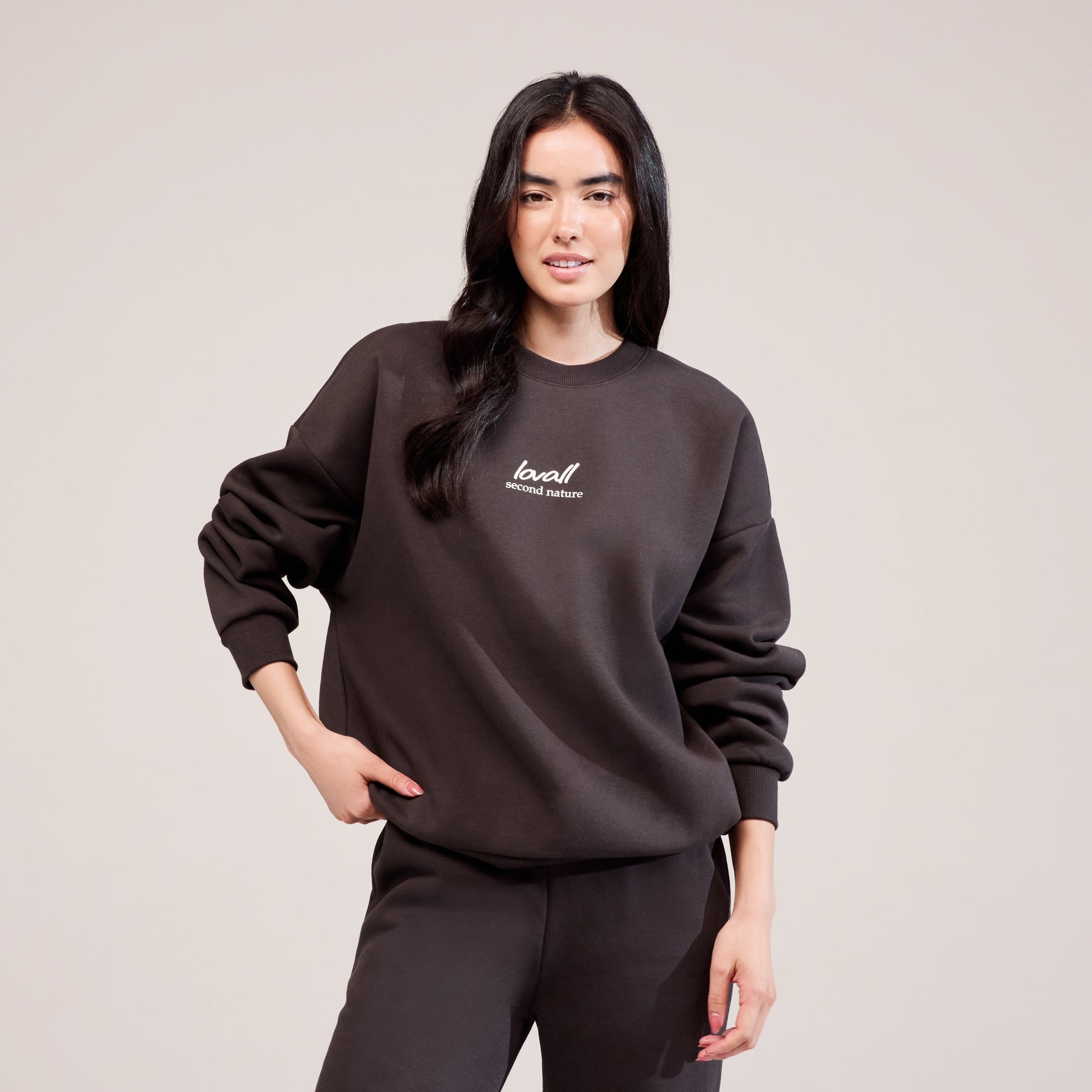 Organic Oversized Sweatshirt Landscape - Black Coffee