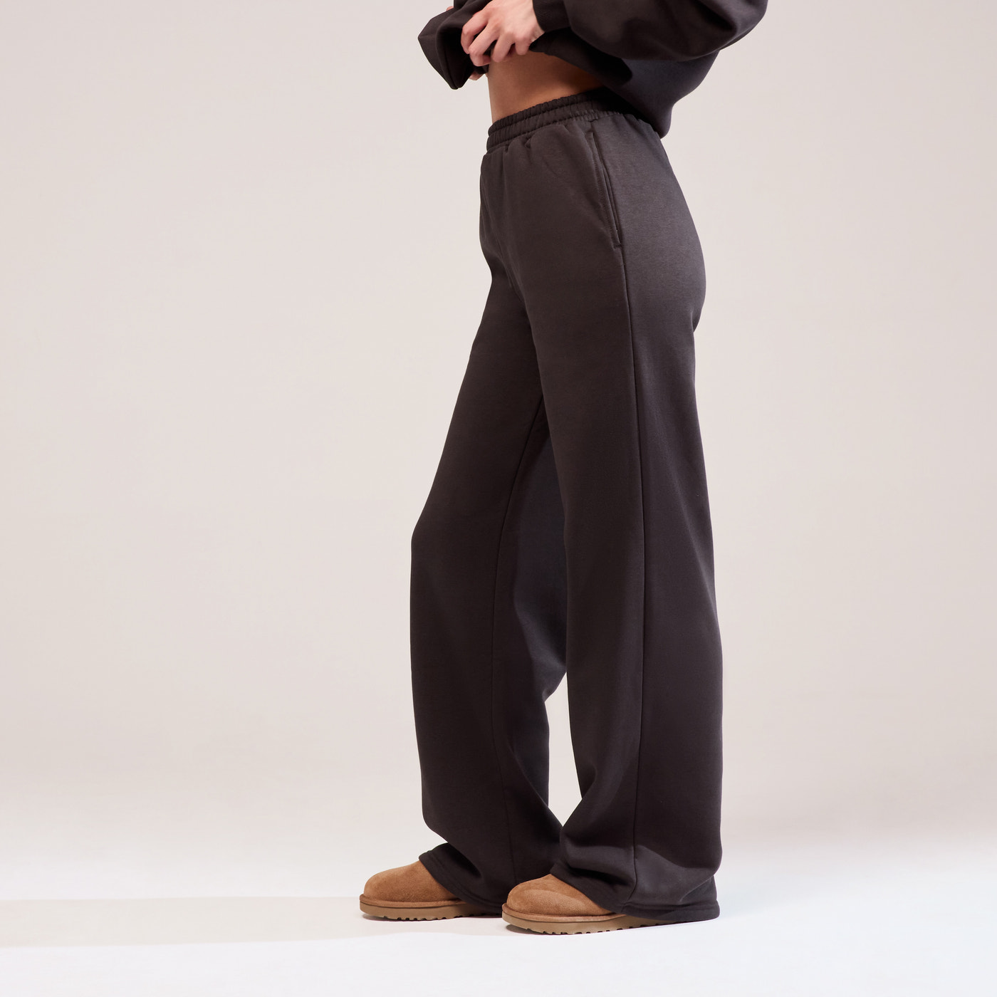 Organic Wide Leg Jogger - Black Coffee