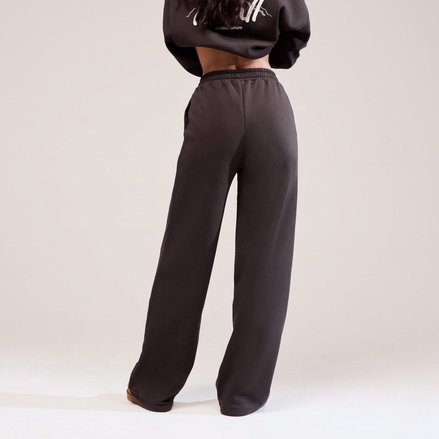 Organic Wide Leg Jogger - Black Coffee