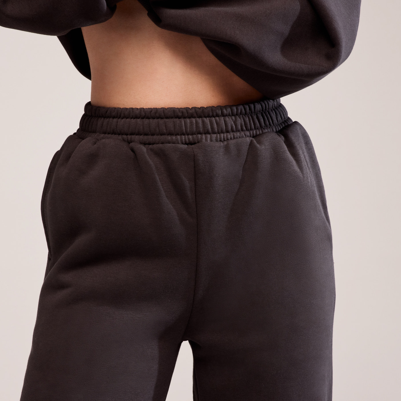 Organic Wide Leg Jogger - Black Coffee