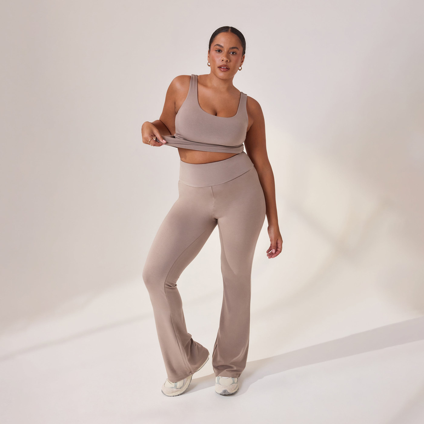 Curve Lightweight Flare Leggings - Stone