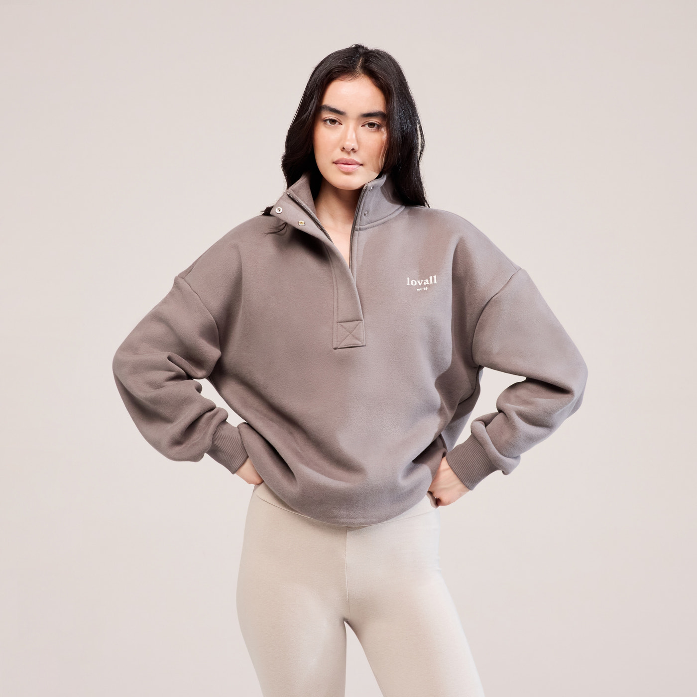 Heavyweight 1/4 Zip Sweatshirt - Mocha