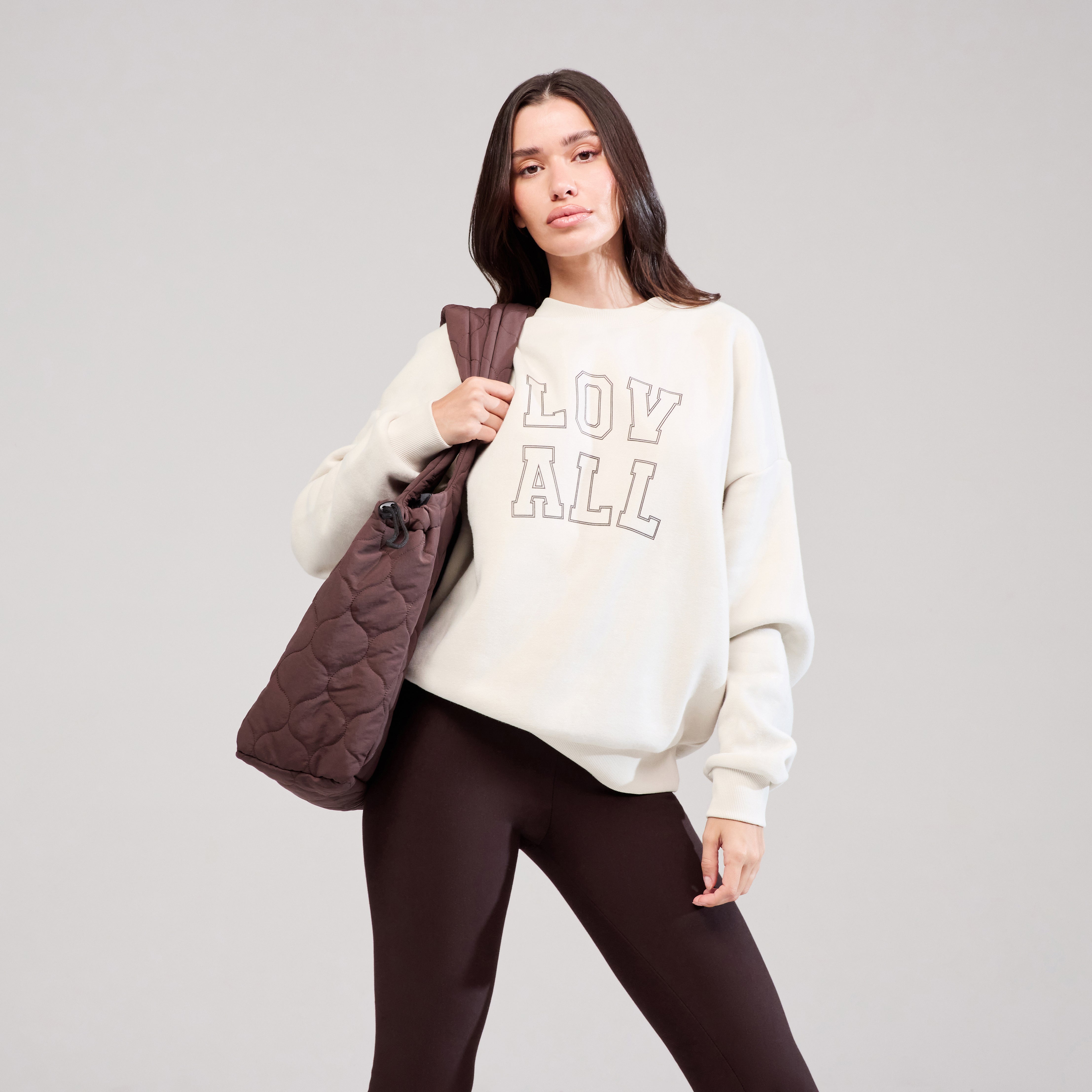 Heavyweight Oversized Sweatshirt Varsity Ecru