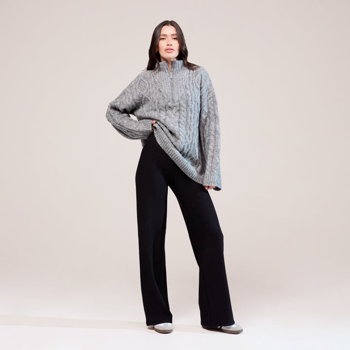 Winter Wide Leg Trousers - Black