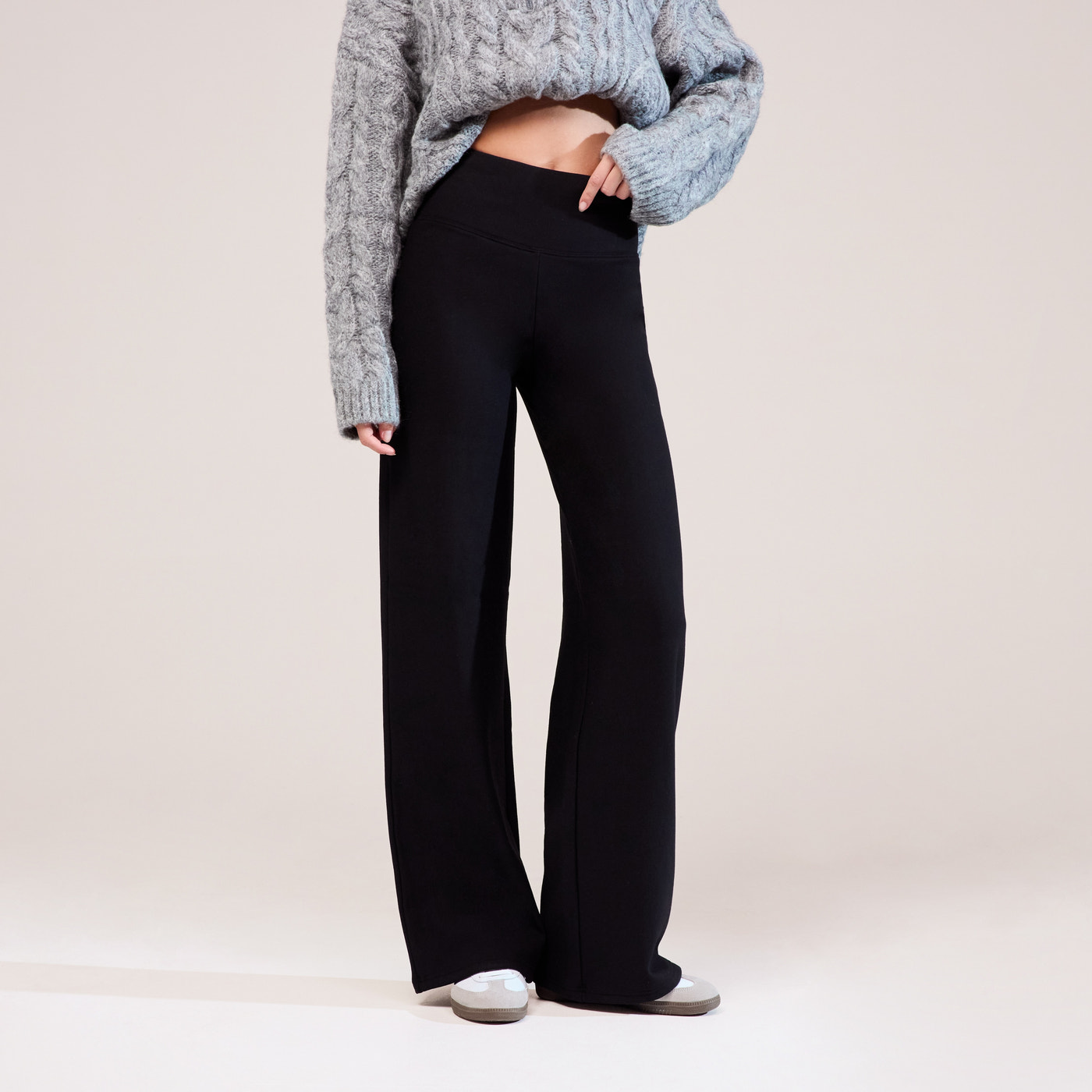 Winter Wide Leg Trousers - Black