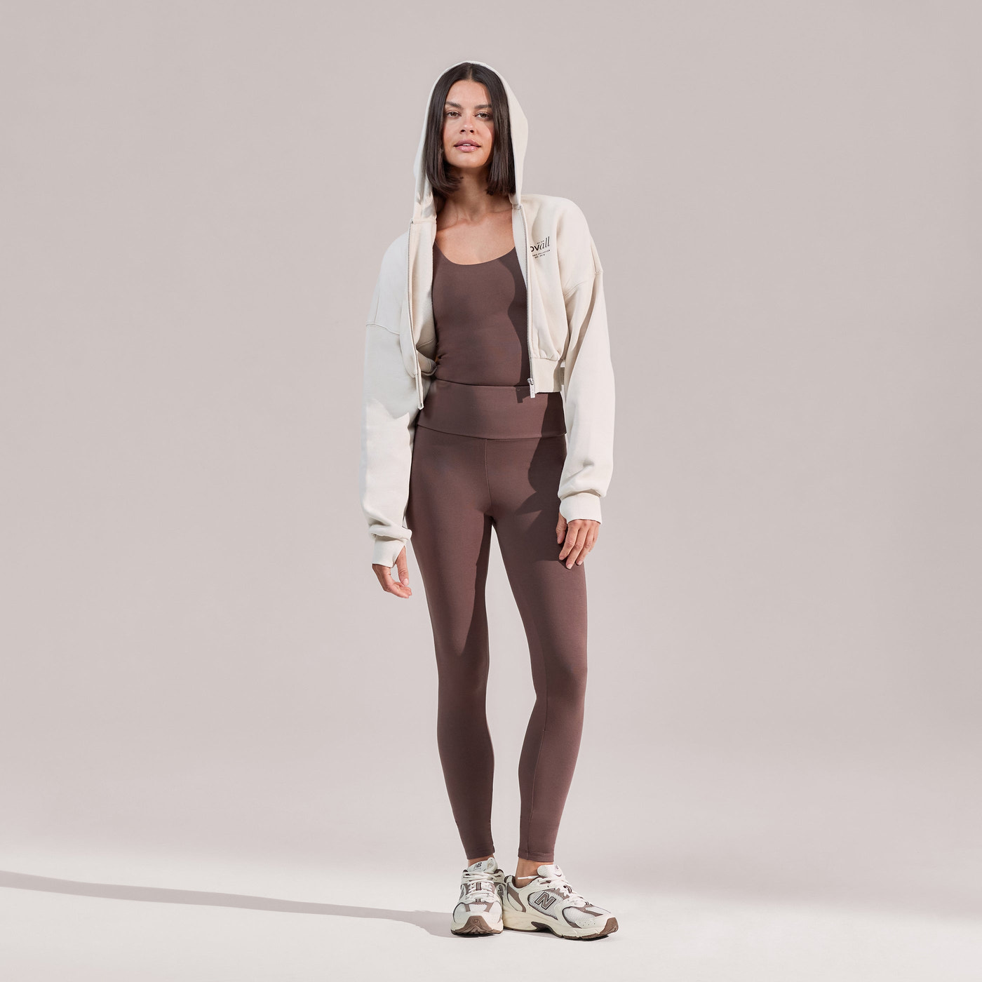 Curve Organic Crop Zip Hoodie - Ecru