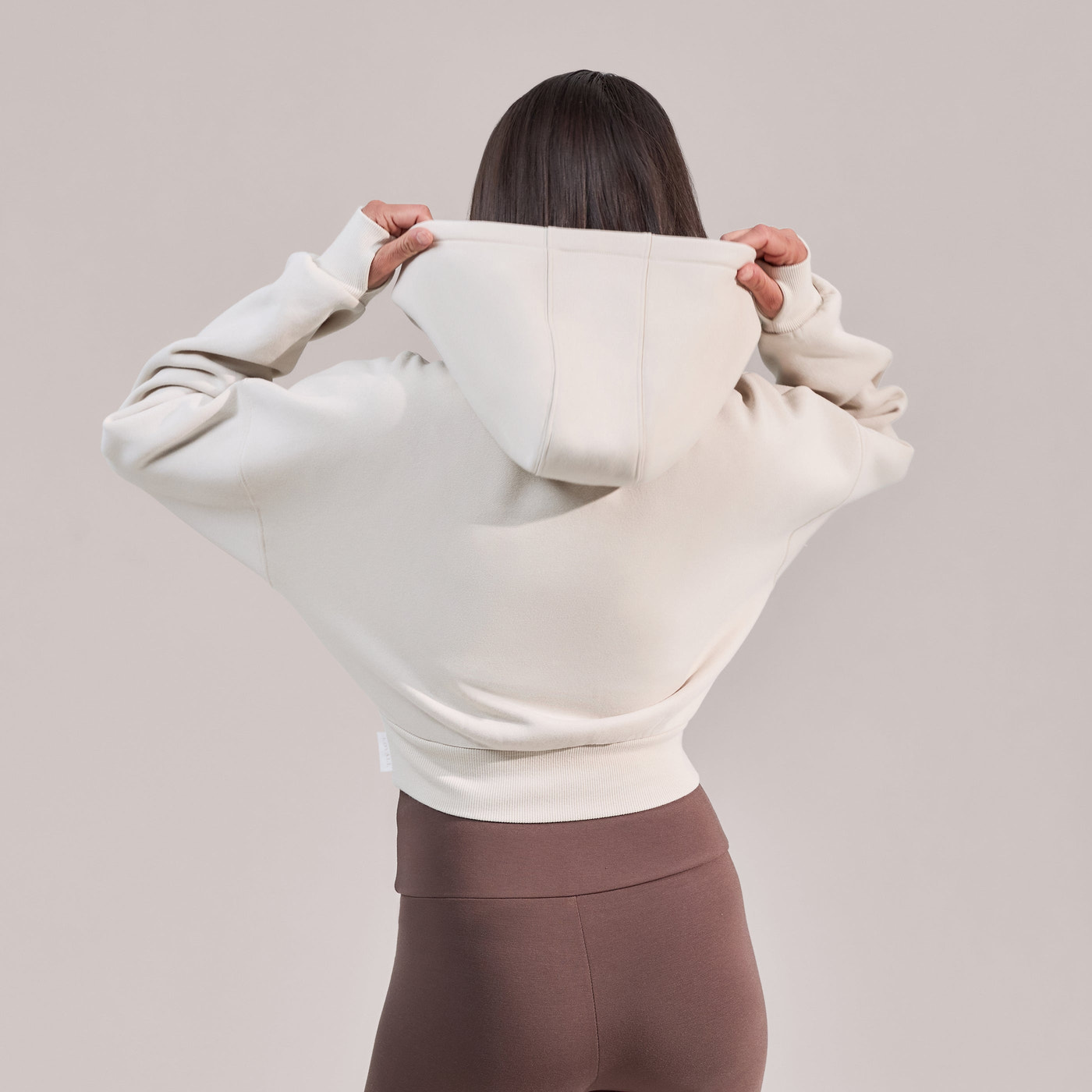 Curve Organic Crop Zip Hoodie - Ecru