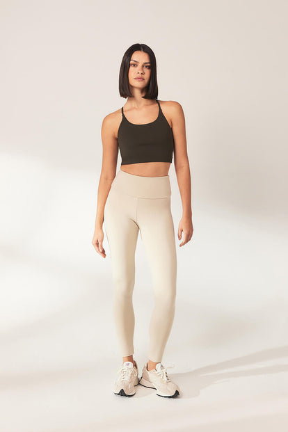 Curve Lightweight Everyday High Waisted Leggings - Natural Beige