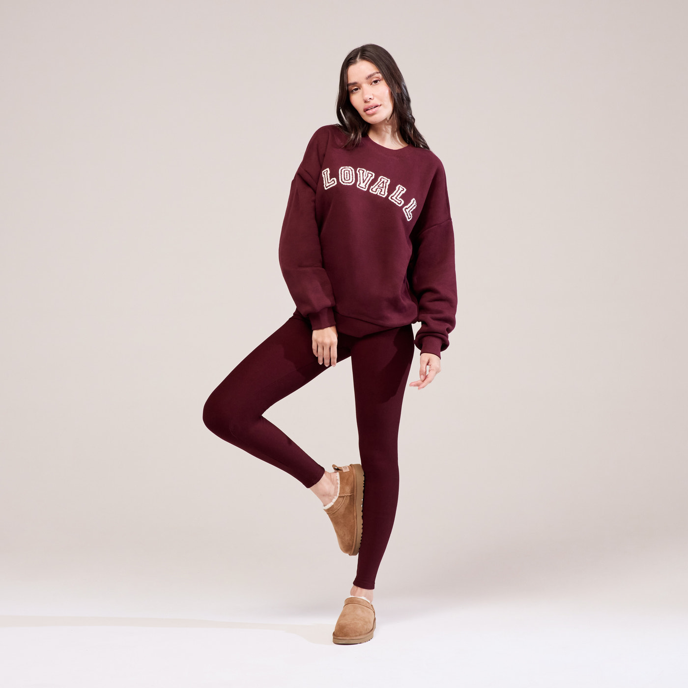 Winter Everyday High Waisted Leggings - Burgundy