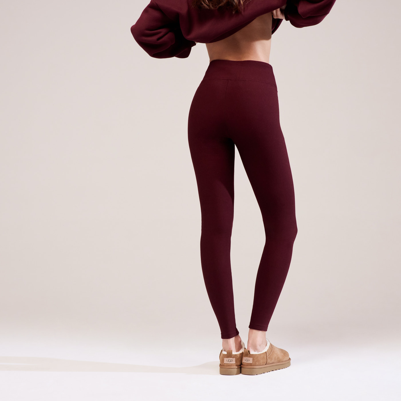 Winter Everyday High Waisted Leggings - Burgundy