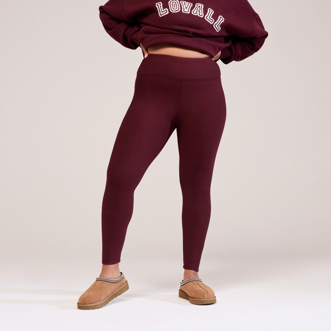 Curve Winter Everyday High Waisted Leggings - Burgundy