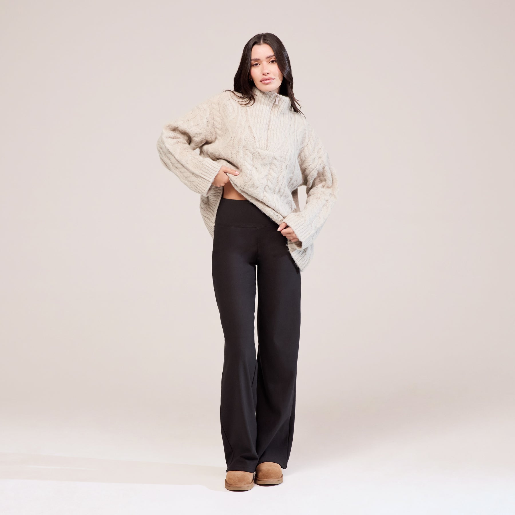 Winter Wide Leg Trousers - Black Coffee