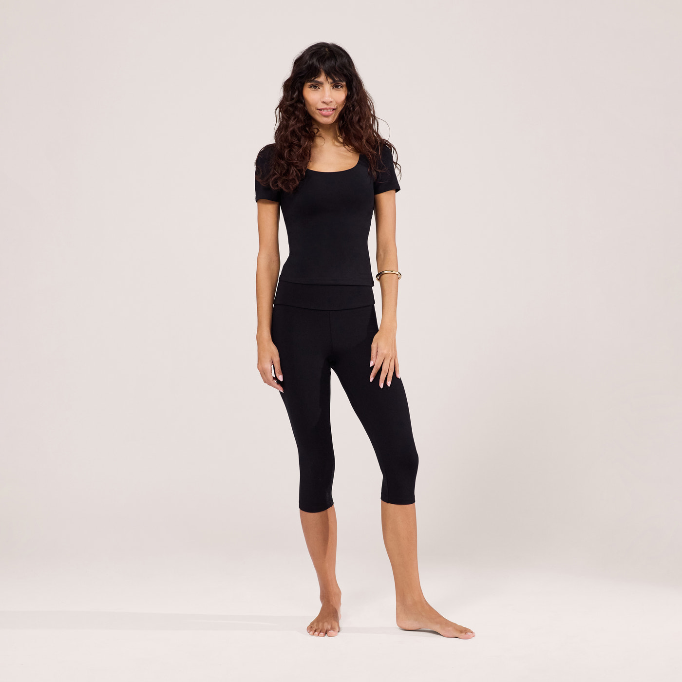 Cropped Lightweight Leggings - Black