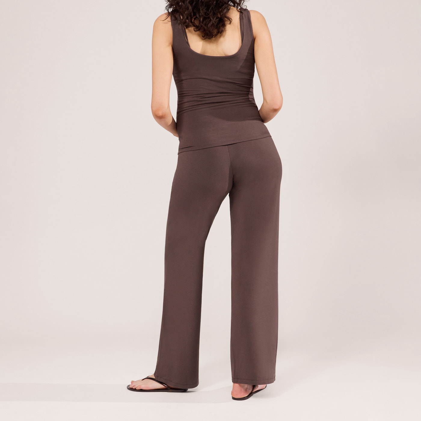 Maternity Lightweight Wide Leg Trousers - Espresso Brown