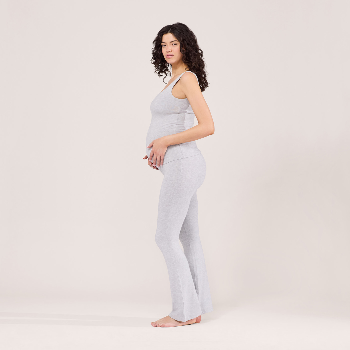 Maternity Lightweight Flare Leggings - Light Grey Marl