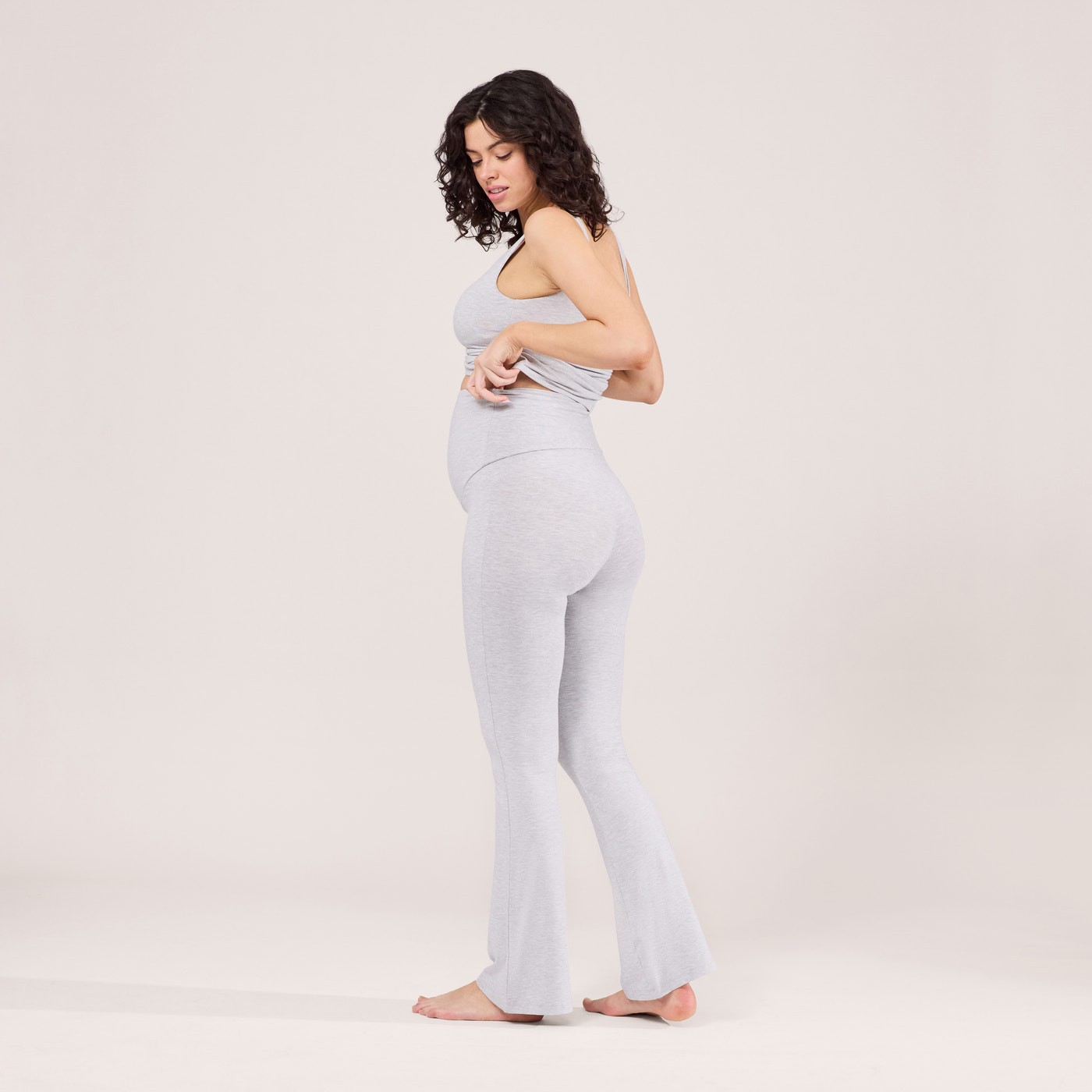 Maternity Lightweight Flare Leggings - Light Grey Marl