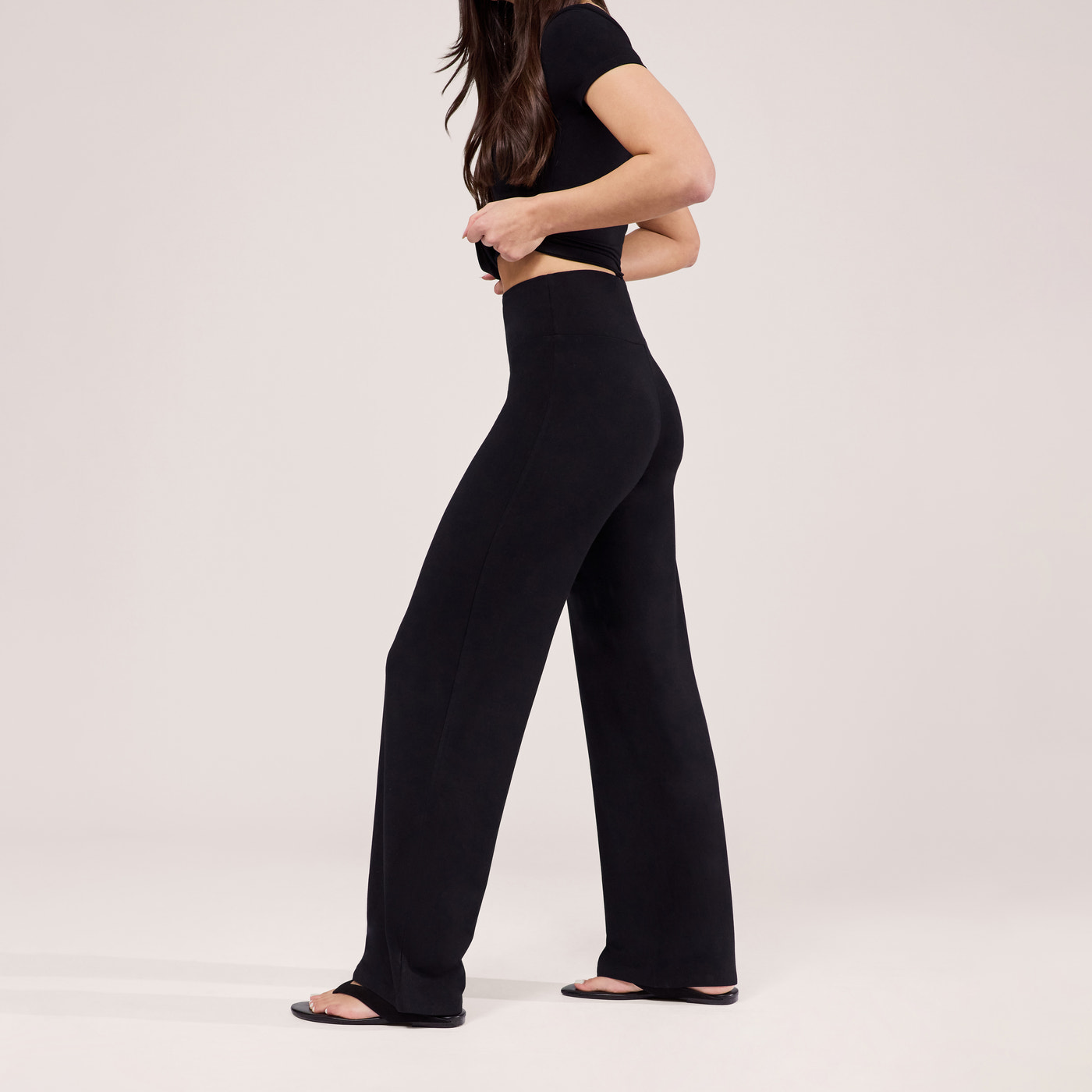 Lightweight Wide Leg Trousers - Black