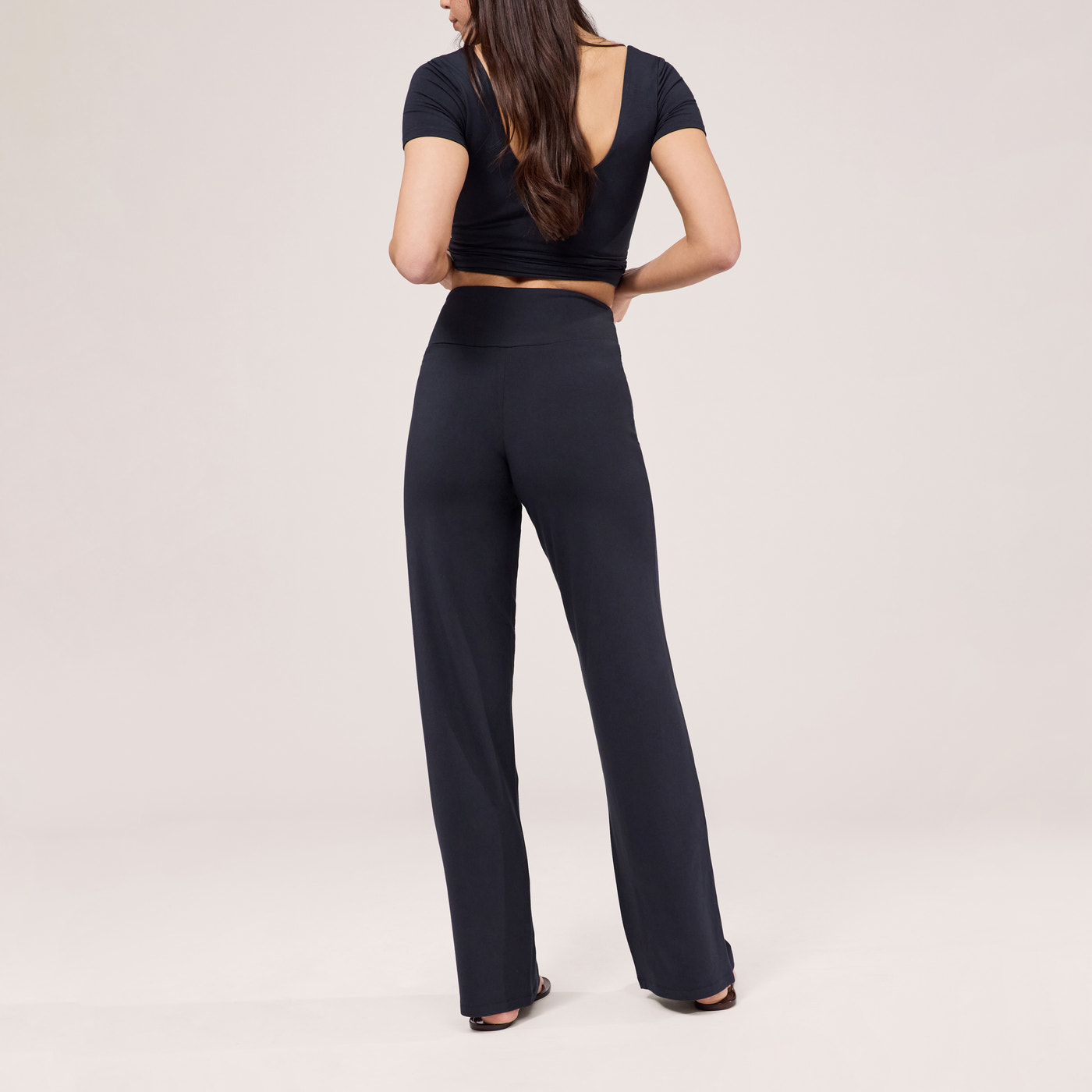 Lightweight Wide Leg Trousers - Vintage Navy