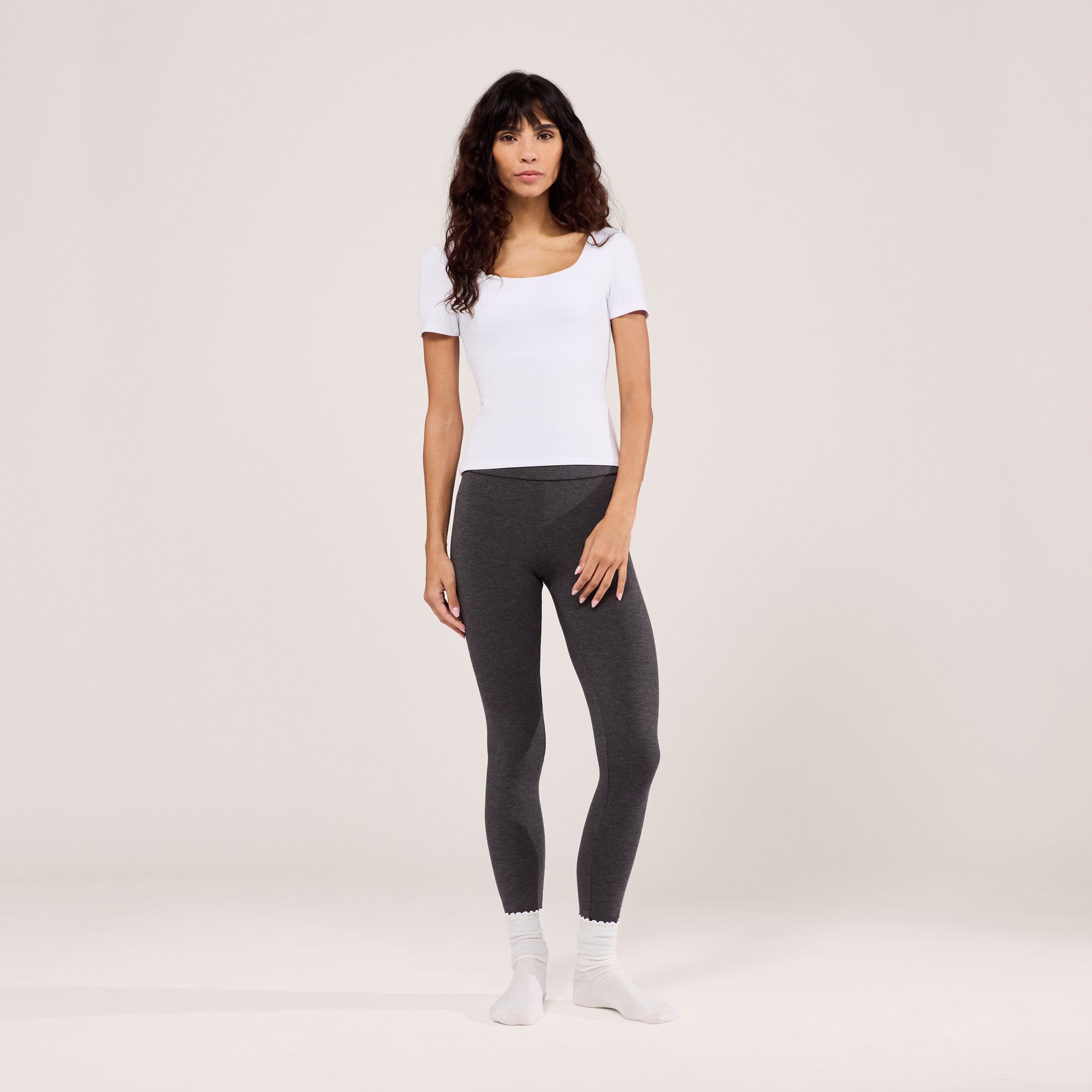 Lightweight Everyday High Waisted Leggings - Dark Grey Marl