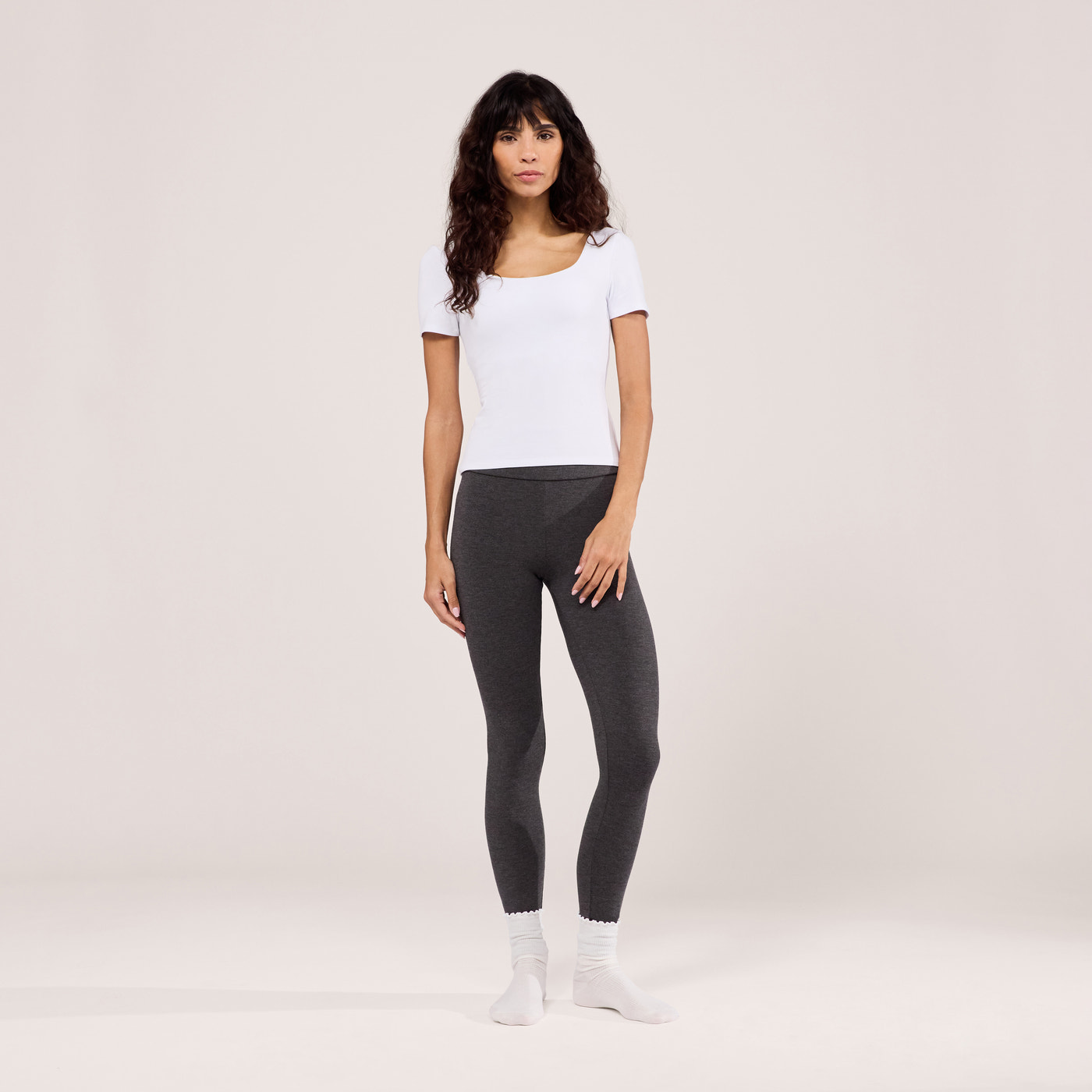 Lightweight Everyday High Waisted Leggings - Dark Grey Marl