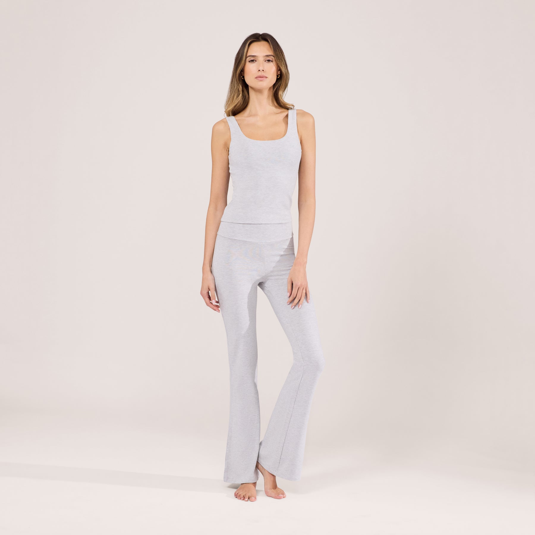 Lightweight Flare Leggings - Light Grey Marl