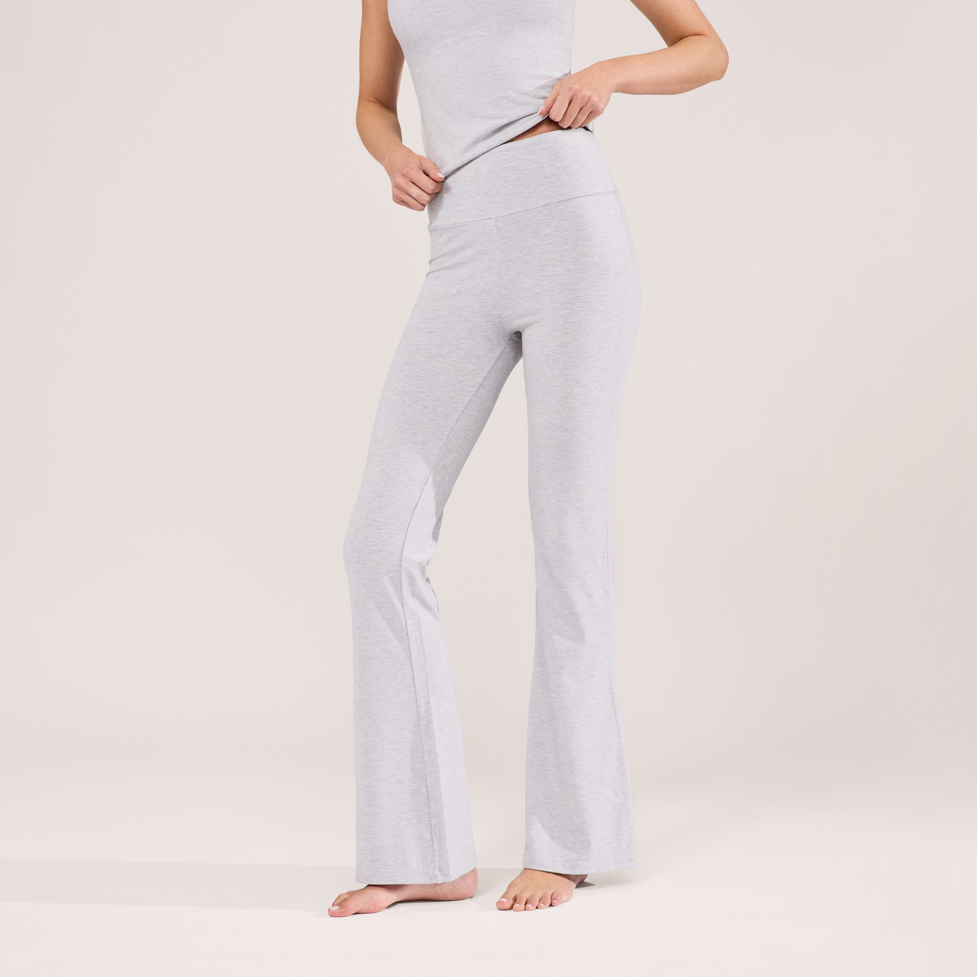 Lightweight Flare Leggings - Light Grey Marl
