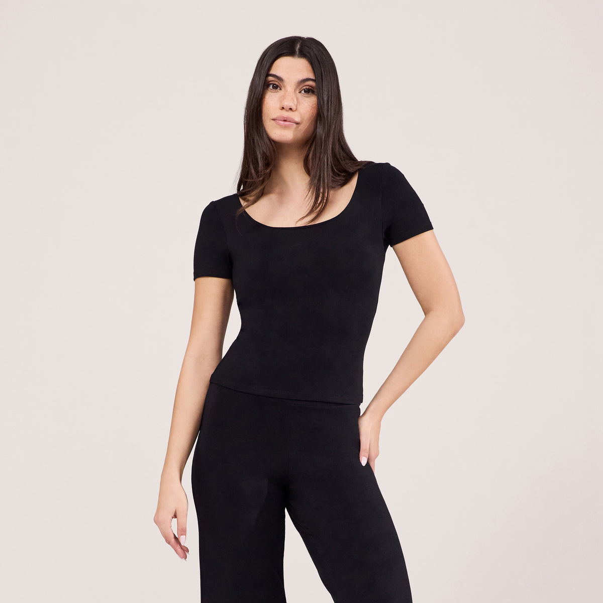 Lightweight Short Sleeve Top - Black