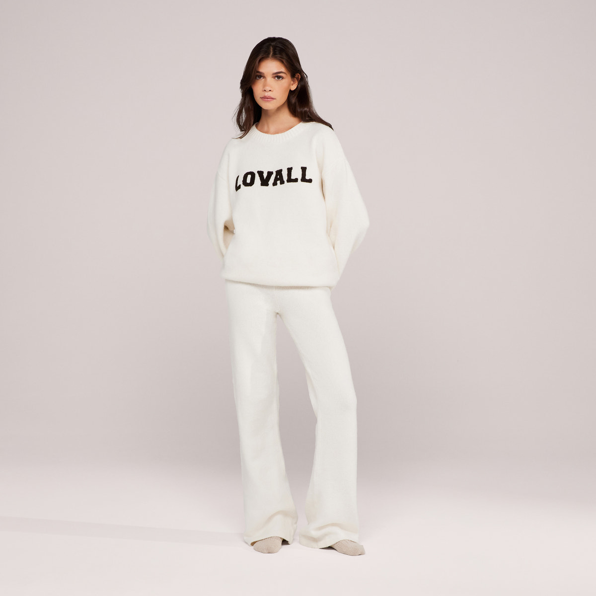 Varsity Knit Oversized Jumper - Off White