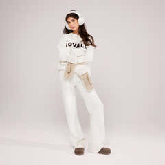 Wide Leg Knit Trousers - Off White