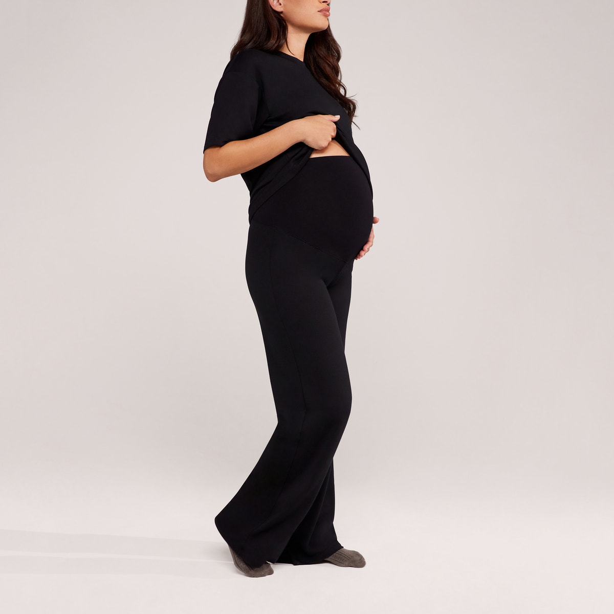 Maternity Soft Touch Wide Leg Lounge Set - Black