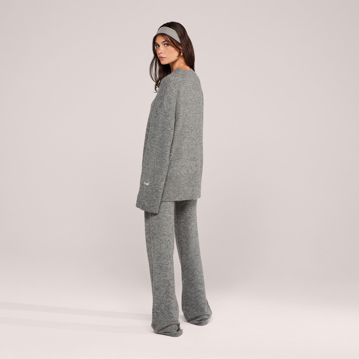 Brushed Knit Split Hem Oversized Jumper - Grey