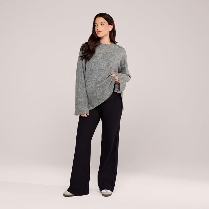 Maternity Winter Wide Leg Trousers - Black