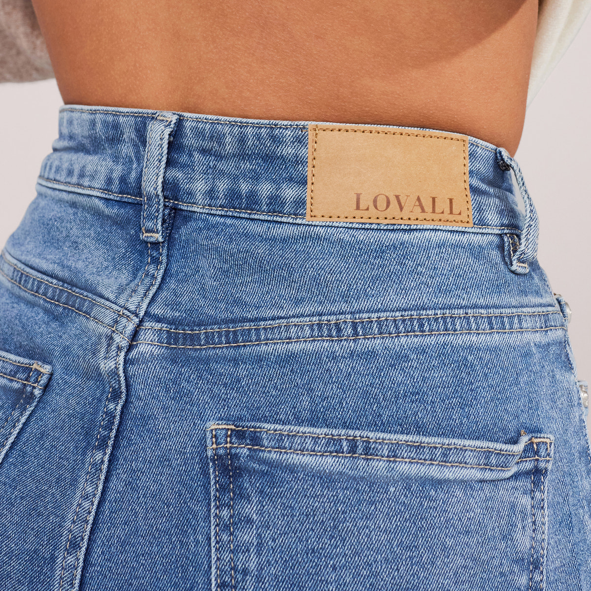 Wide Leg Jeans - Mid Blue