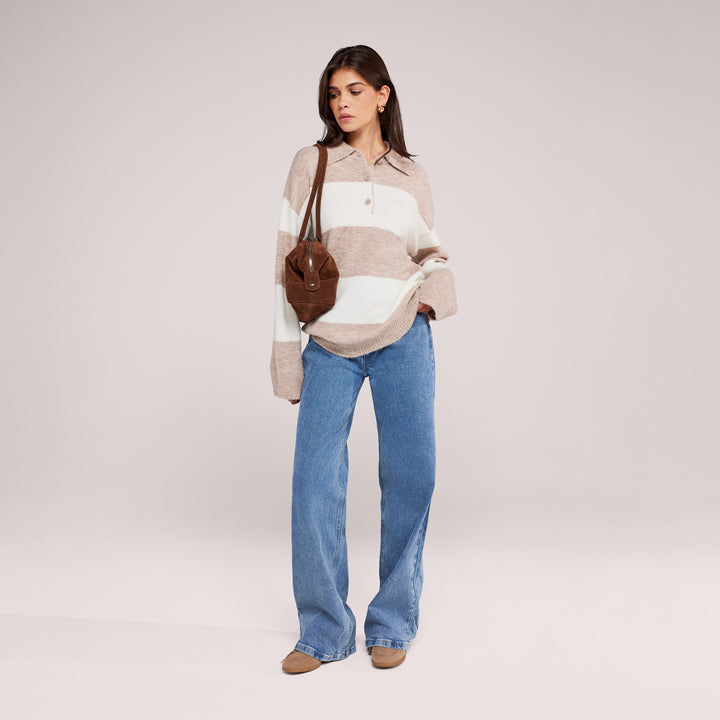 Wide Leg Jeans - Mid Blue