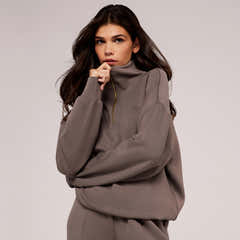 Ultimate Soft 1/4 Zip Sweatshirt - Mocha