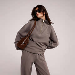 Ultimate Soft 1/4 Zip Sweatshirt - Mocha