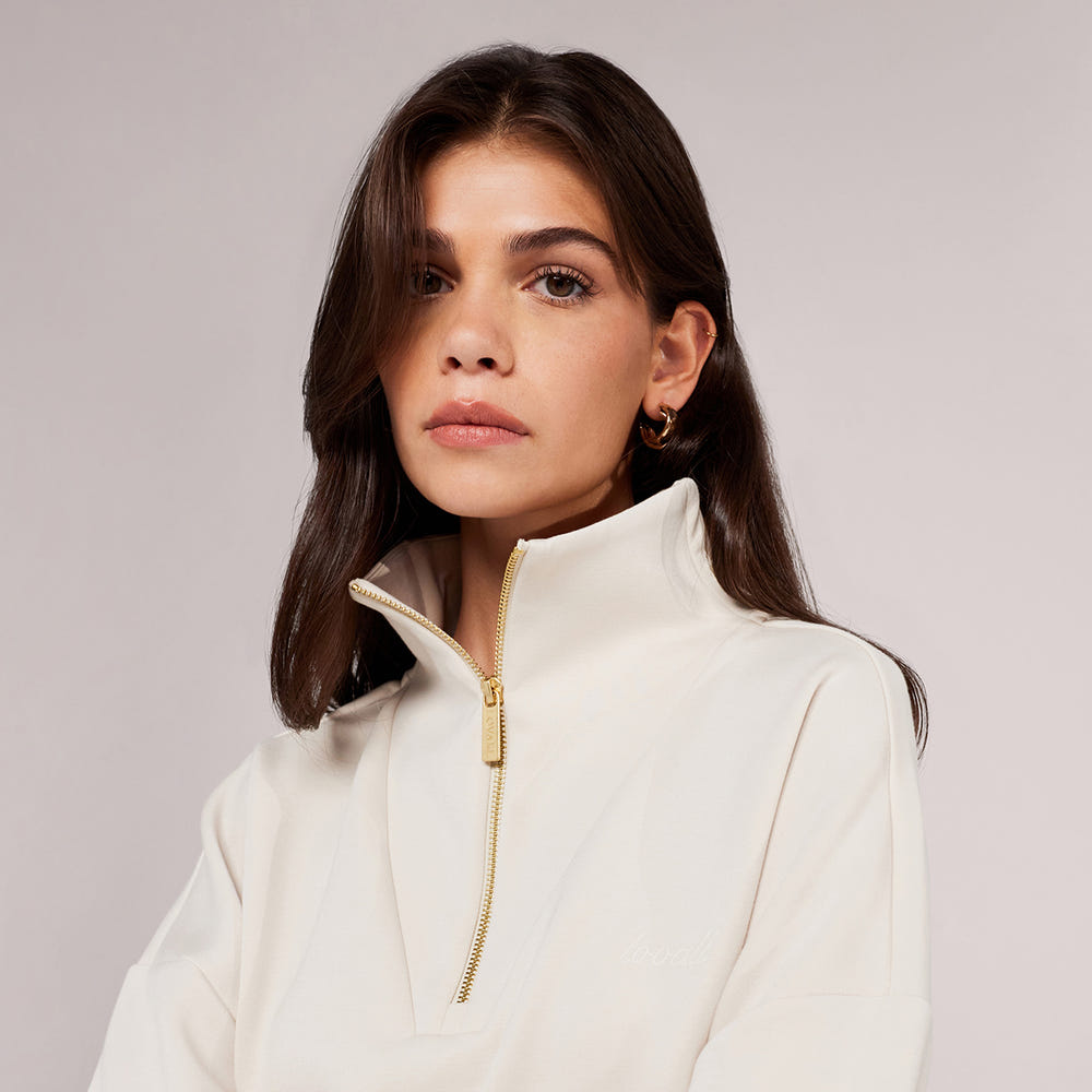Ultimate Soft 1/4 Zip Sweatshirt - Ecru