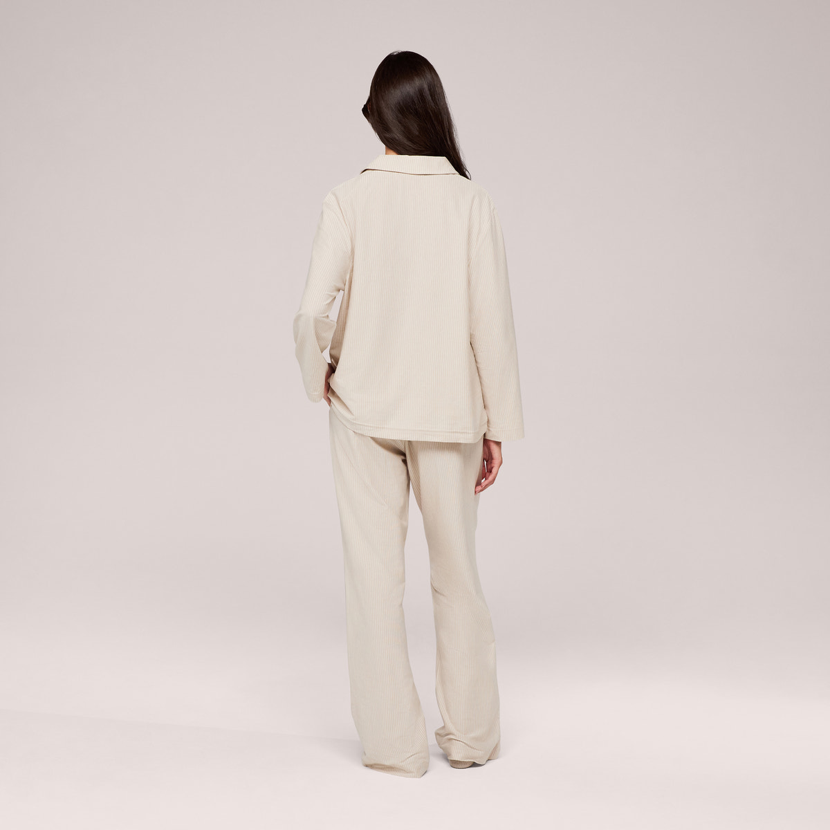 Organic Cotton Button Through Pyjama Top - Neutral Stripe