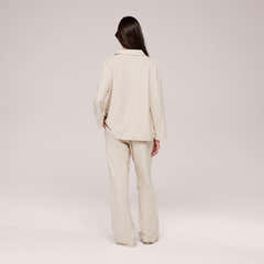 Organic Cotton Button Through Pyjama Bottoms - Neutral Stripe