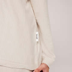 Organic Cotton Button Through Pyjama Top - Neutral Stripe