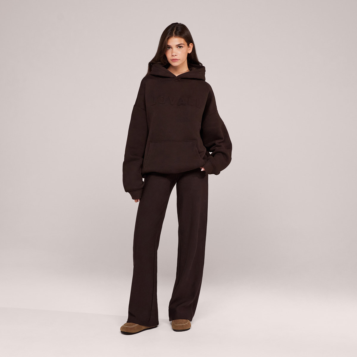 Heavyweight Embossed Oversized Hoodie - Espresso Brown