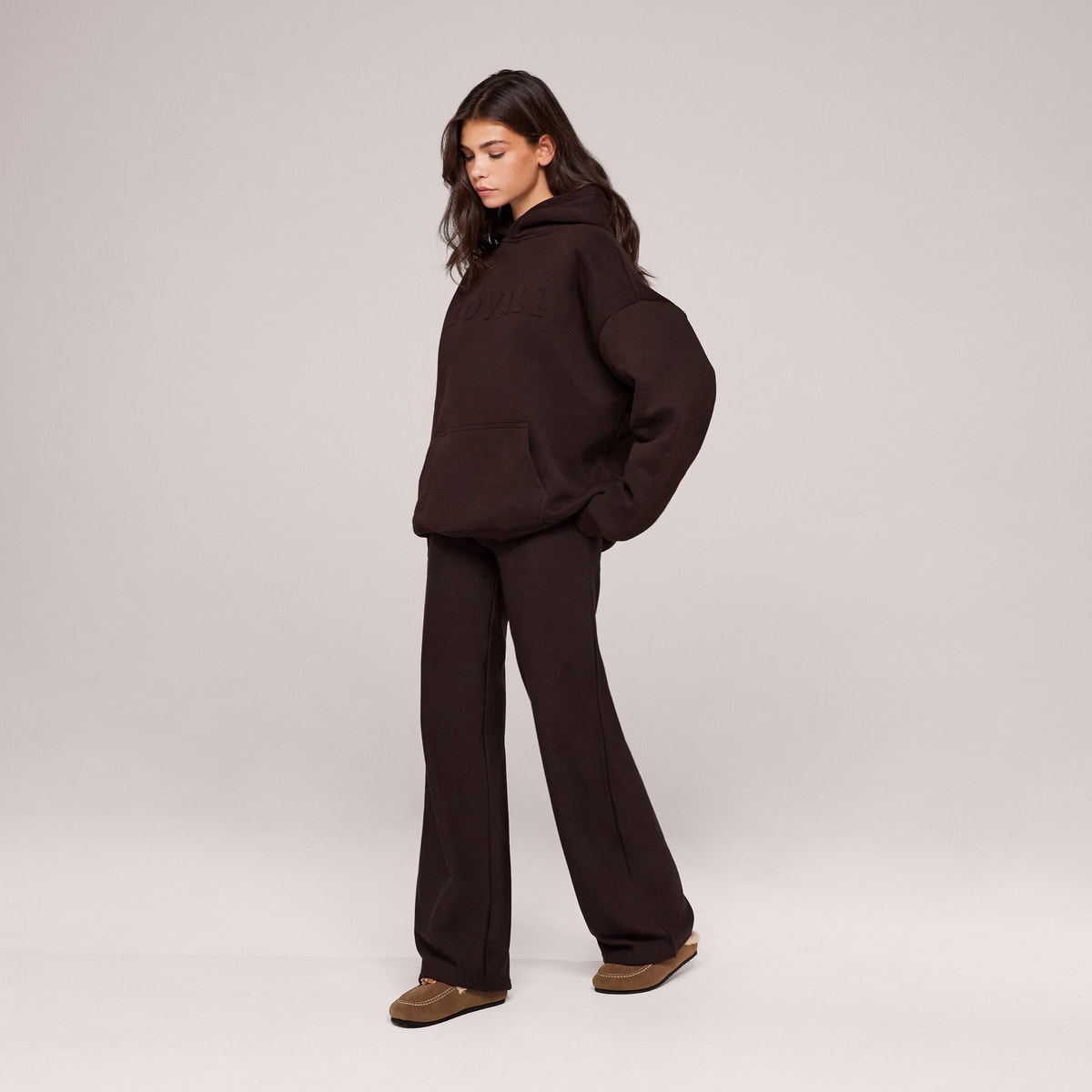 Heavyweight Embossed Oversized Hoodie - Espresso Brown
