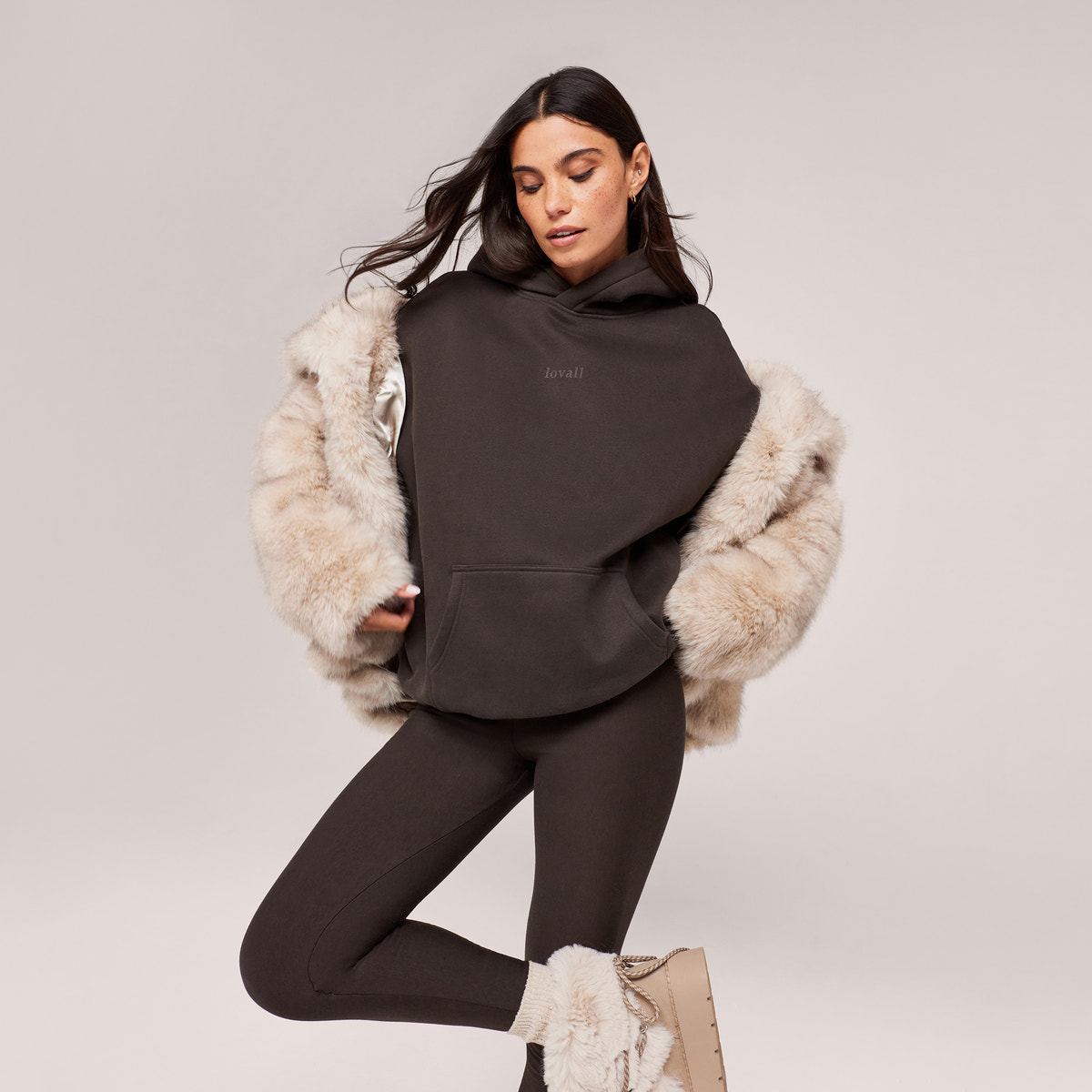 Heavyweight Lovall Oversized Hoodie - Black Coffee
