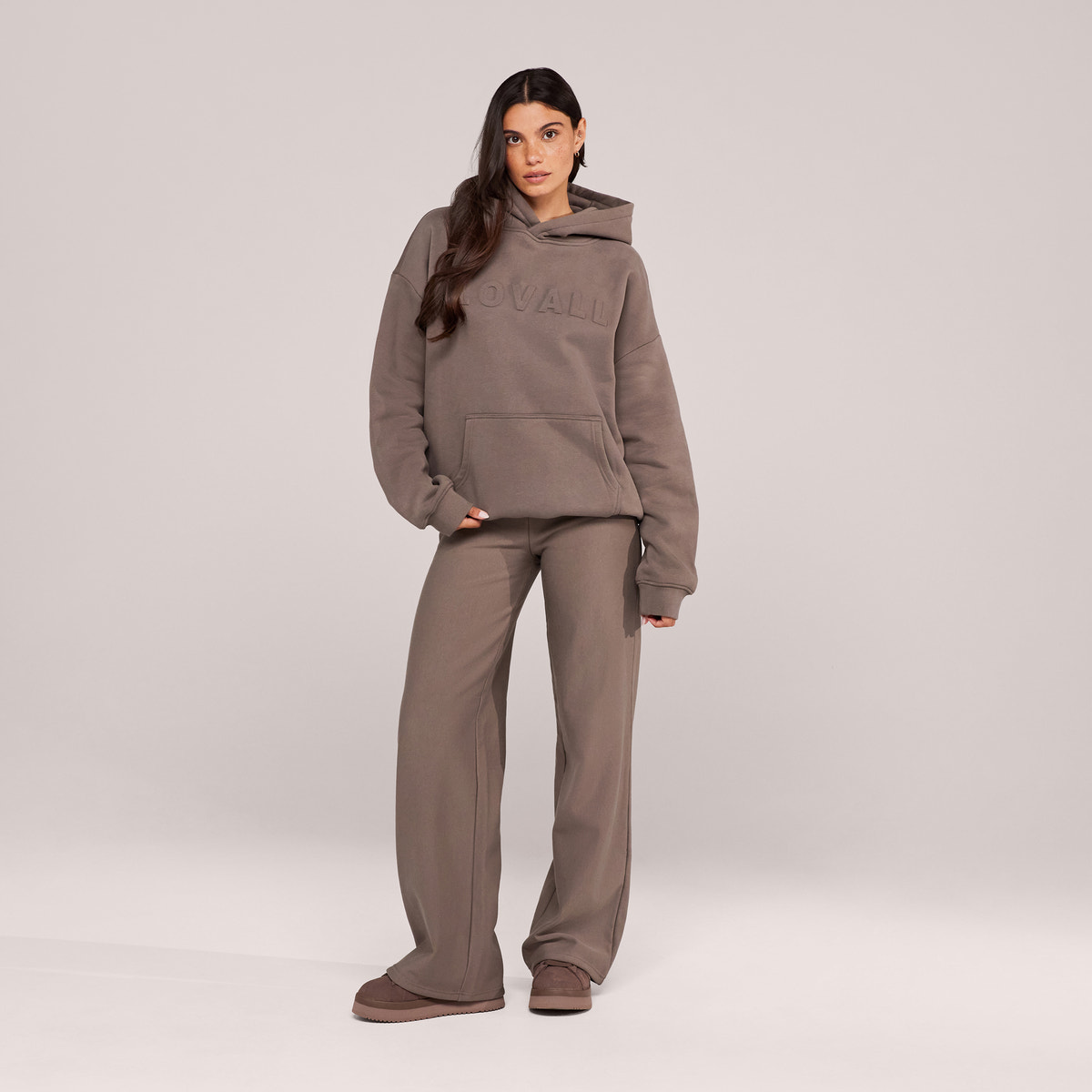 Heavyweight Embossed Oversized Hoodie - Mocha