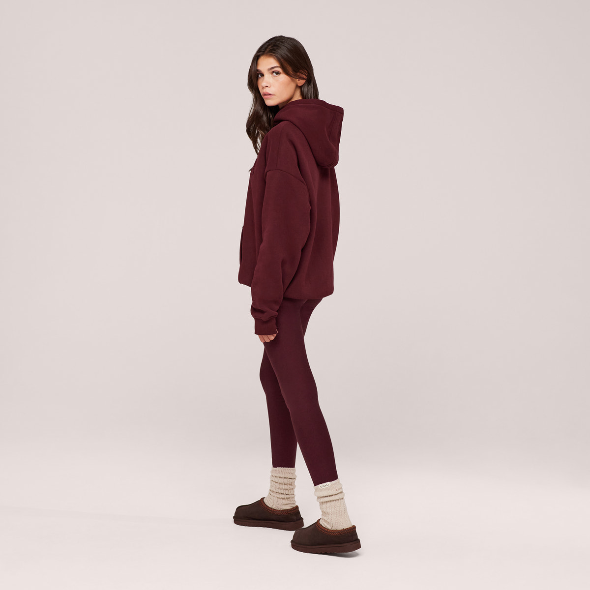 Heavyweight Embossed Oversized Hoodie - Burgundy