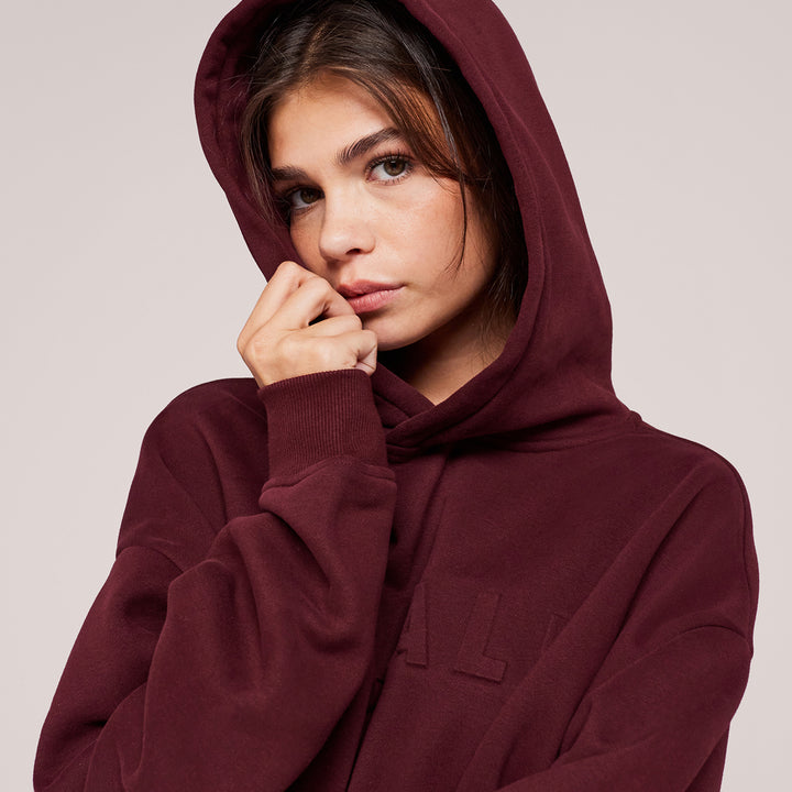Heavyweight Embossed Oversized Hoodie - Burgundy