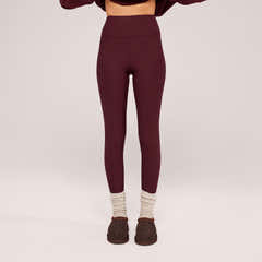 Winter Everyday High Waisted Leggings - Burgundy