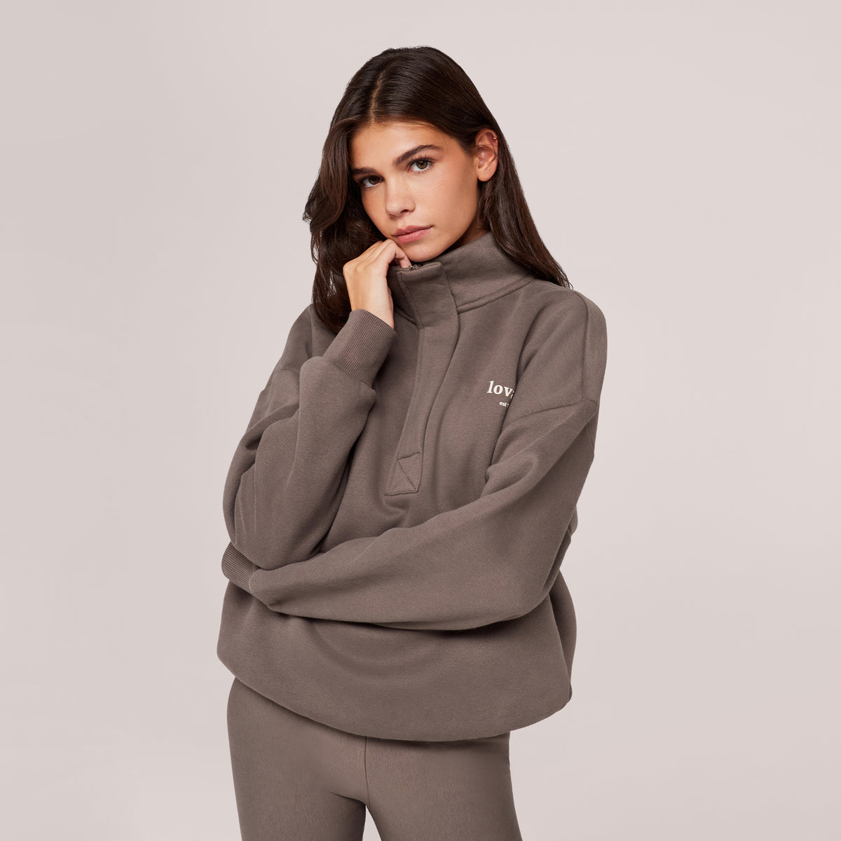 Heavyweight 1/4 Zip Sweatshirt - Mocha